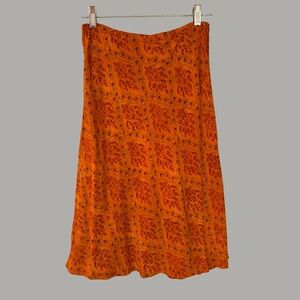 Orange and Red A-Line Midi Skirt for Casual Wear